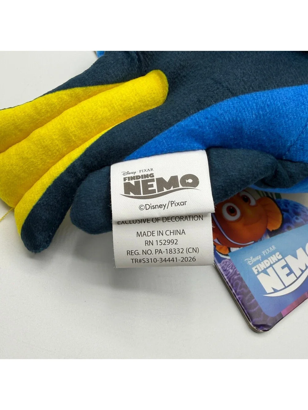 Disney Pixar Finding Nemo Dory Plush Dog Toy Squeaker Soft Stuffed Blue Fish NWT